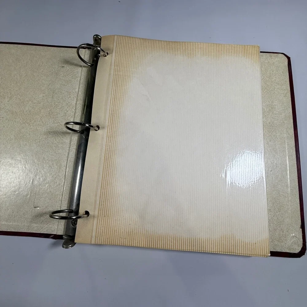 VTG Photo Album Binder 20 Pages Large Burgundy Gold Trim Faux Leather Dark Decor